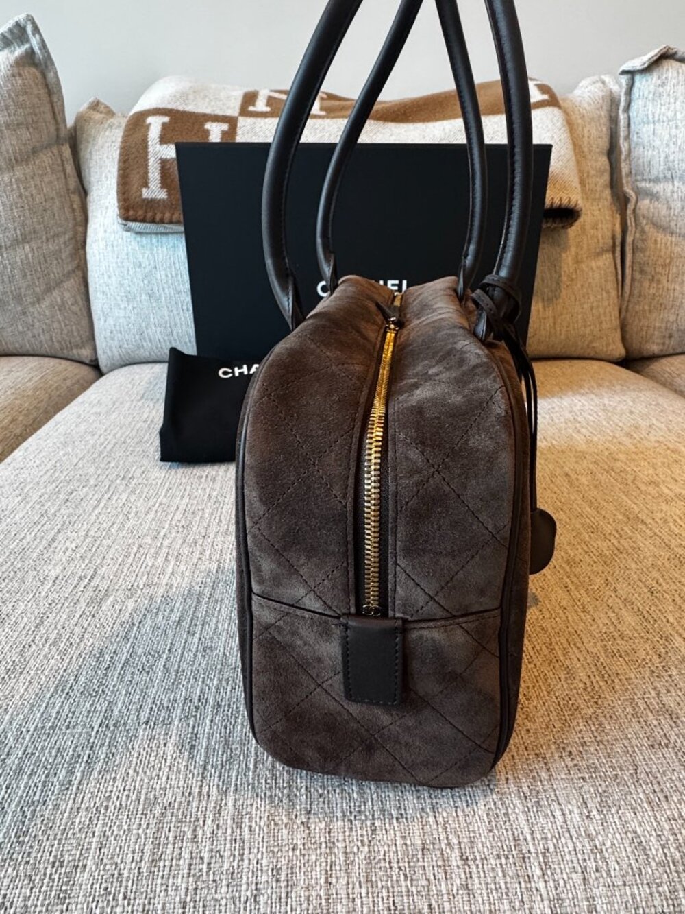 Authentic Chanel Large Perfect Bowling Bag in Brown 26B - Picture 6 of 11